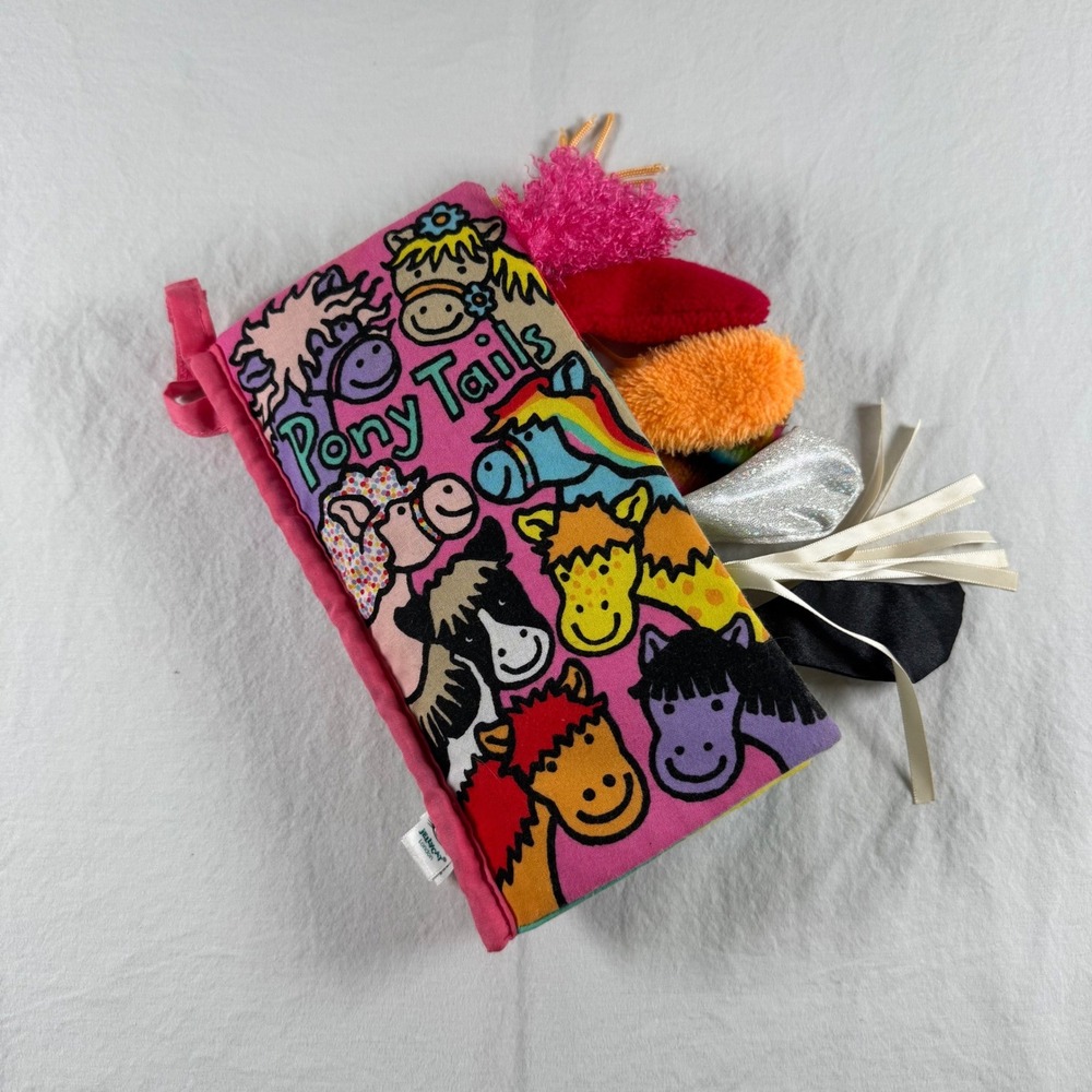 Jellycat Pink Pony Tails Sensory Textures Soft Book Sensory Texture Crinkle